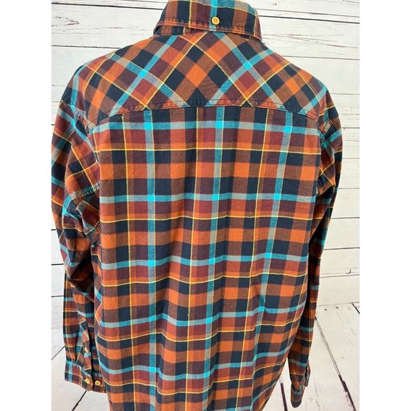 Duluth Trading Company long sleeve button front shirt Large Slim Fit brown plaid - Picture 10 of 10